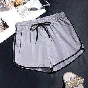 Gray drawstring track shorts